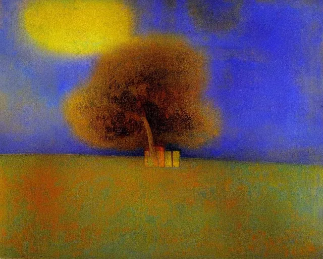 Image similar to Modernist landscape painting. LSD. Odilon Redon.