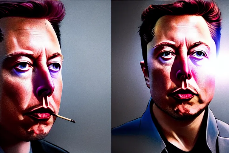 Image similar to hyperrealism aesthetic ridley scott and denis villeneuve style photography of a detailed hyperrealism elon musk, siting on a detailed hyperrealism toilet and scrolling his detailed smartphone in hyperrealism scene from detailed art house movie in style of alejandro jodorowsky and wes anderson volumetric ambient light