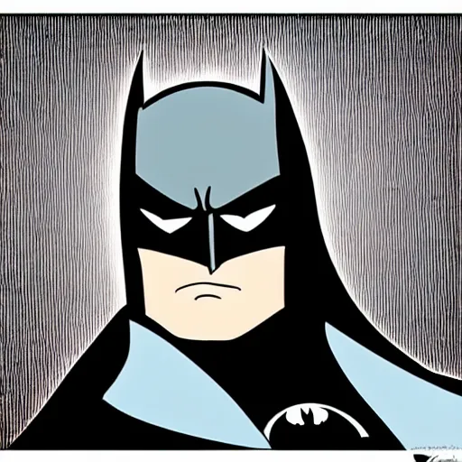 Image similar to a portrait of a ver very sad batman, cartoon