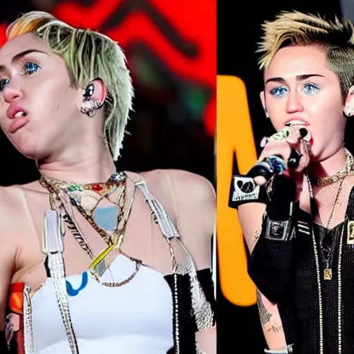 Prompt: miley cyrus in 2013 during the bangerz era, fully clothed, in the style of the animated series home movies,