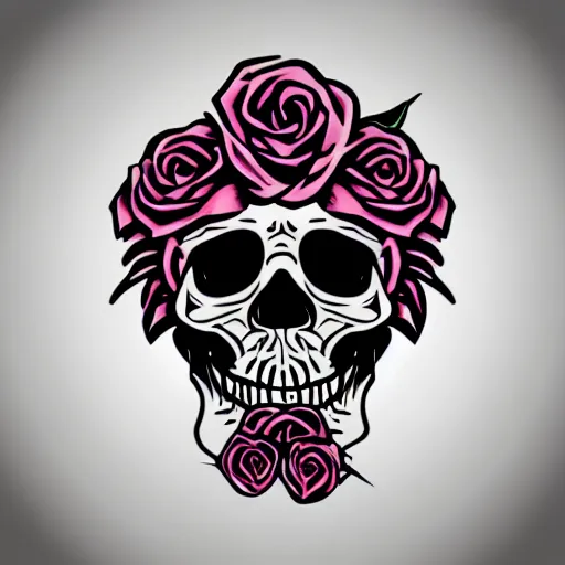 Image similar to rose n skull tattoo vector art