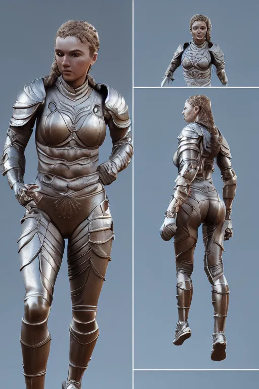 Image similar to a highly detailed sculpt of athletic girl in armor, cinematic light, featured on artstation, octane render, path tracing, sharp focus, 4 k