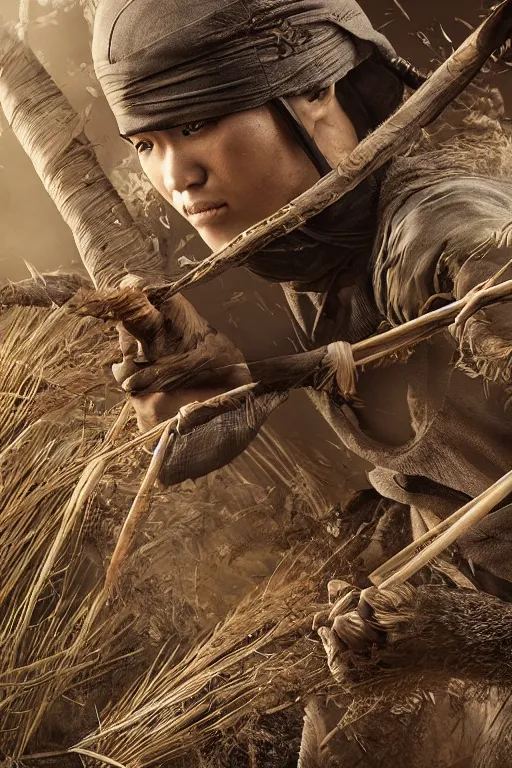 ninja chop a bambu, ultra realistic, concept art,, Stable Diffusion