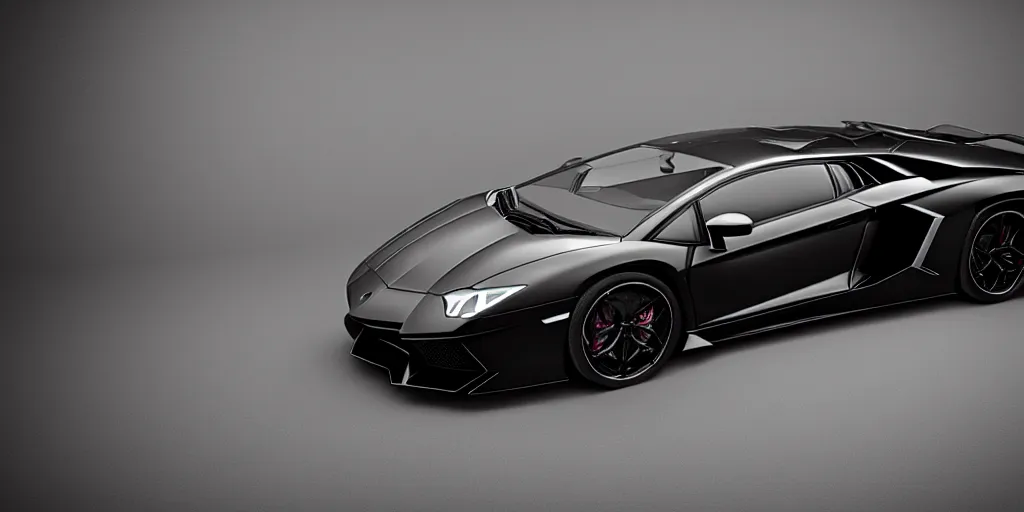 Image similar to Black Color Of A Lamborghini Aventador, unreal 5, hyperrealistic, realistic, photorealistic, dynamic lighting, highly detailed, cinematic landscape, studio landscape, studio lighting