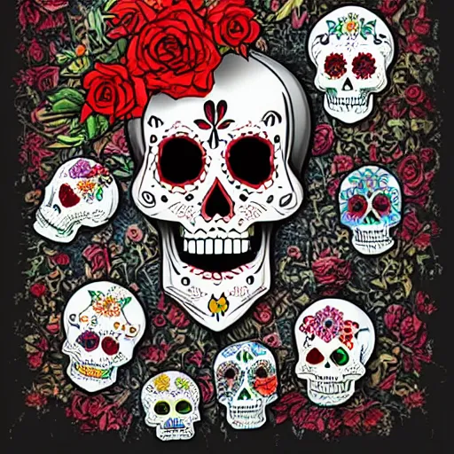 Image similar to day of the dead style skeleton