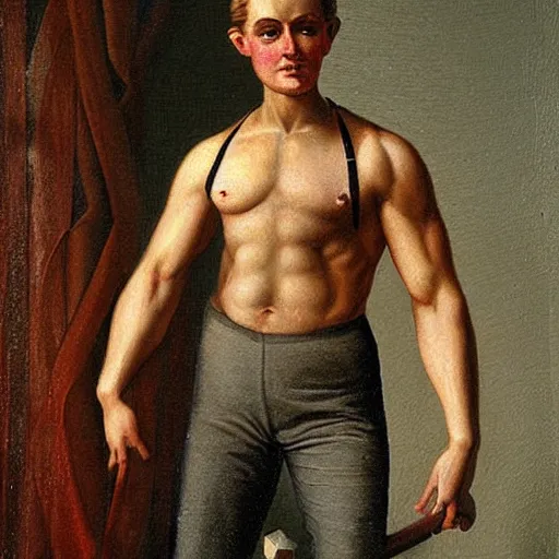 Image similar to an muscular man fine painting, victorian