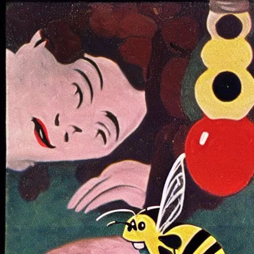 Image similar to 1930s technicolor russia. cartoon about a bee