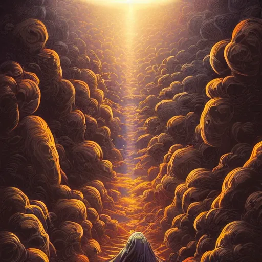 Prompt: the first coming of jesus by dan mumford, yusuke murata, makoto shinkai, ross tran, cosmic, heavenly, god rays, intricate detail, cinematic, 8 k, cel shaded, unreal engine, featured on artstation, pixiv