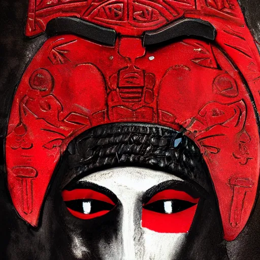 Prompt: portrait of an ancient warrior red and black theme