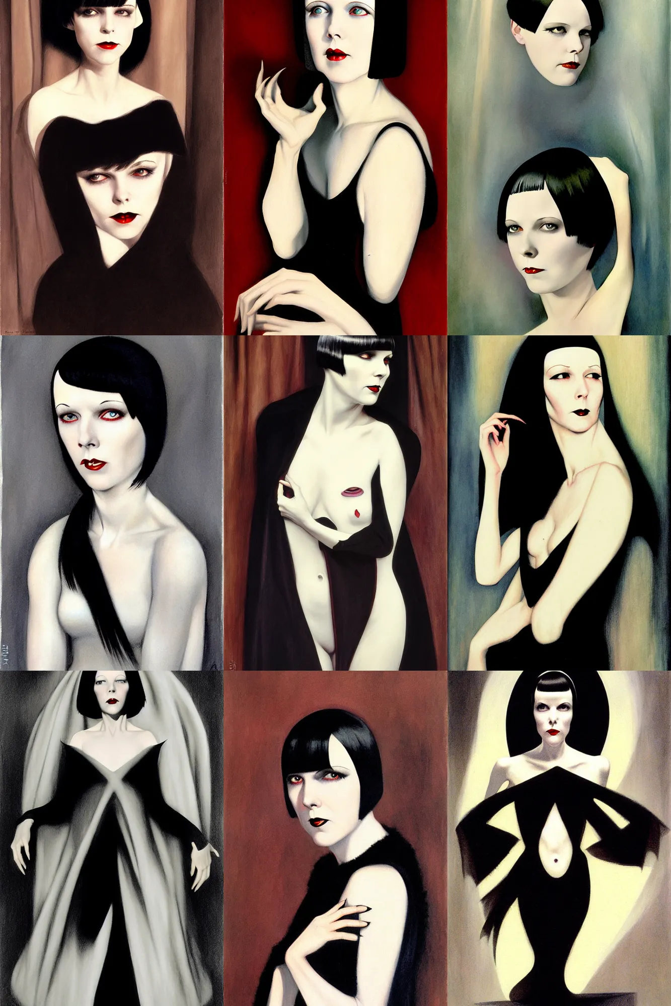 Prompt: portrait of 2 2 yeard old mary louise brooks as a vampire, by dorian vallejo