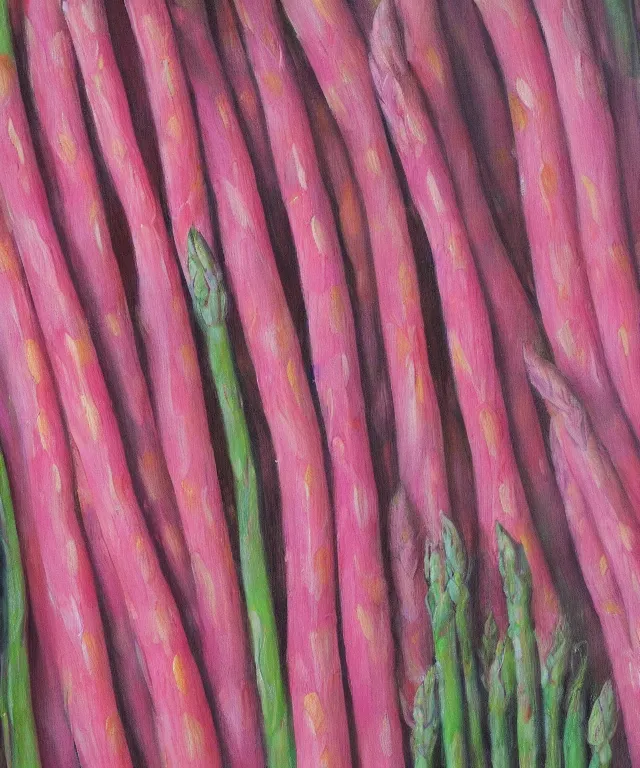 Image similar to pink asparagus, oil painting