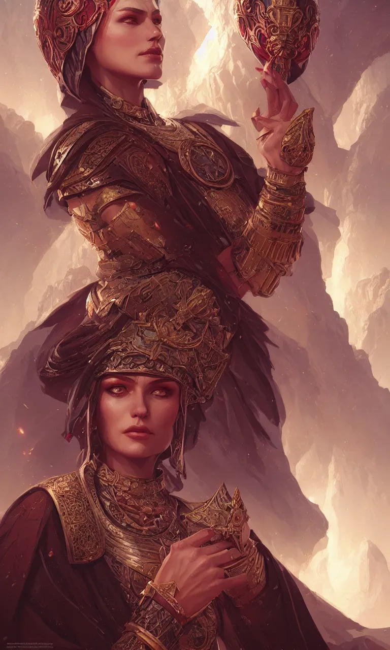 Image similar to cappadocian empress, d & d, fantasy, portrait, highly detailed, digital painting, trending on artstation, concept art, sharp focus, illustration, art by artgerm and greg rutkowski and magali villeneuve