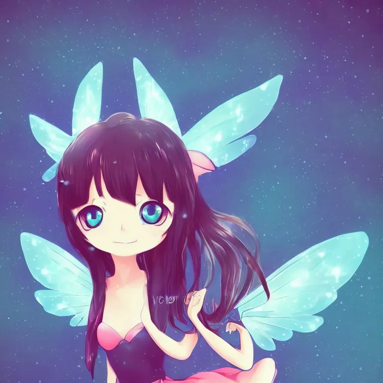 Image similar to cute, full body, female, anime style, a cat girl with fairy wings, large eyes, beautiful lighting, sharp focus, simple background, creative, heart effects, filters applied, illustration