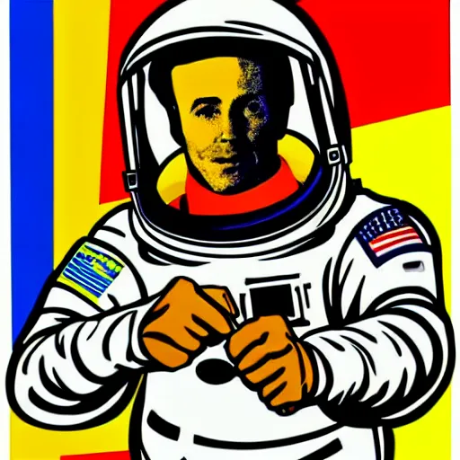 Prompt: pop art of an astronaut rolling a joint