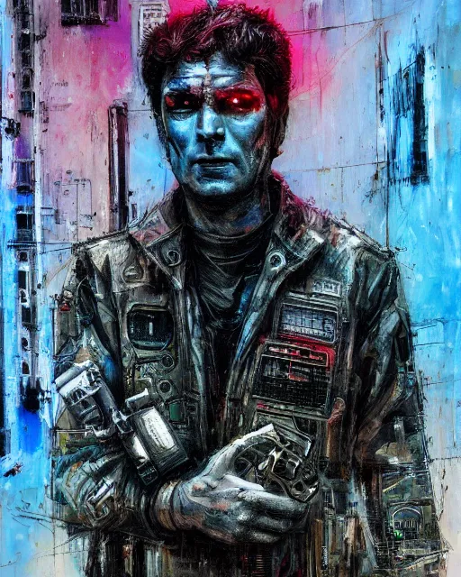 Image similar to photo of lieutenant columbo as a cyborg, advanced technology, cyberpunk, city, scifi, full of color, moody, atmosphere, 8 k high definition, insanely detailed, intricate, by guy denning, mark brooks