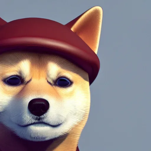 Image similar to portrait of a shibe wearing a hat, realism, realistic, photorealism, f 3. 5, photography, octane render, trending on artstation, artstationhd, artstationhq, unreal engine, cinema 4 d, 8 k, detailed fur