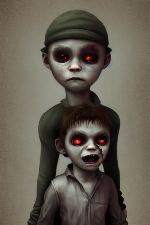 Prompt: a vampire kid, by anton semenov, digital art, realistic painting, very detailed, horror, dark, trending on artstation
