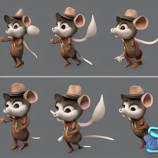 Prompt: basil mouse detective, pixar style, character adoptable, highly detailed, rendered, raytracing, cgi animated, 3 d demo reel avatar, style of maple story and zootopia, cool clothes, soft shade, soft lighting