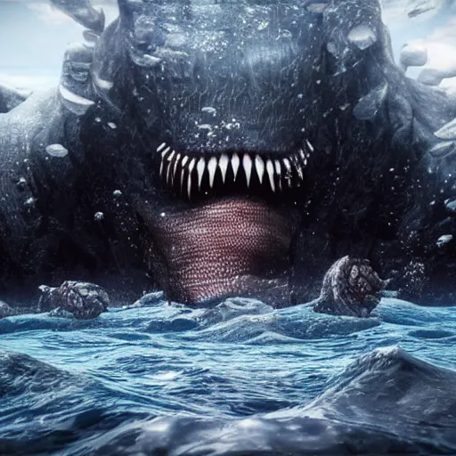 Prompt: thalassophobia, the fear of large bodies of water, photorealistic vfx render, cinematic