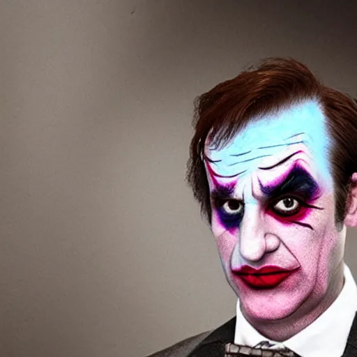 Prompt: saul goodman in joker makeup