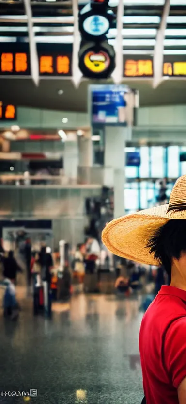 Prompt: “ a portrait of luffy at a airport, side shot, by shunji dodo, 8 k resolution, photo, high quality ”