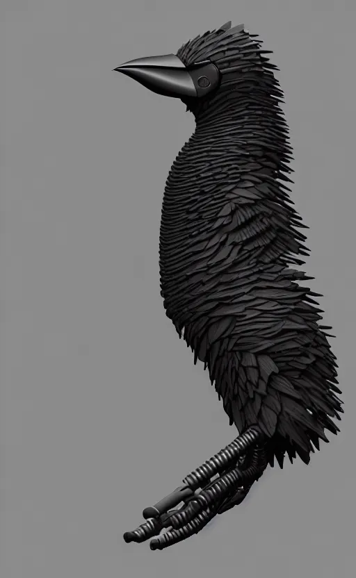 Image similar to biomechanical corvid, style of h. r. geiger, cinematic render