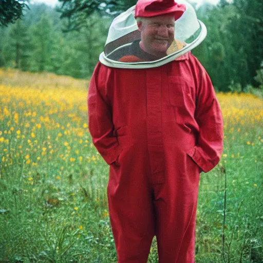 Prompt: doug ford in a beekeepers outfit cinestill, 8 0 0 t, 3 5 mm, full - hd