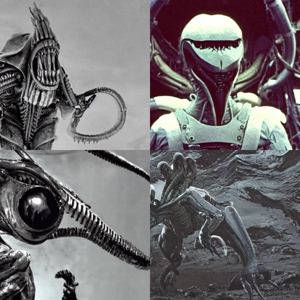 Prompt: xenomorph, xenomorph, apollo 1 1, the movie alien, high definition, grainy footage, close up