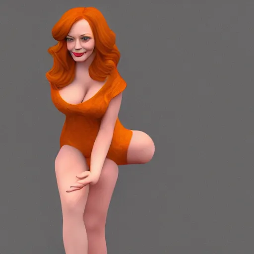 Image similar to christina hendricks as ole characters, 3 d render, blender,