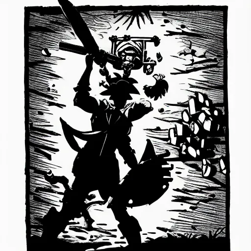 Image similar to A rogue disarming a trap. Religious, Dark Fantasy, Film Noir, Black and White. High Contrast, Mike Mignola, D&D, OSR