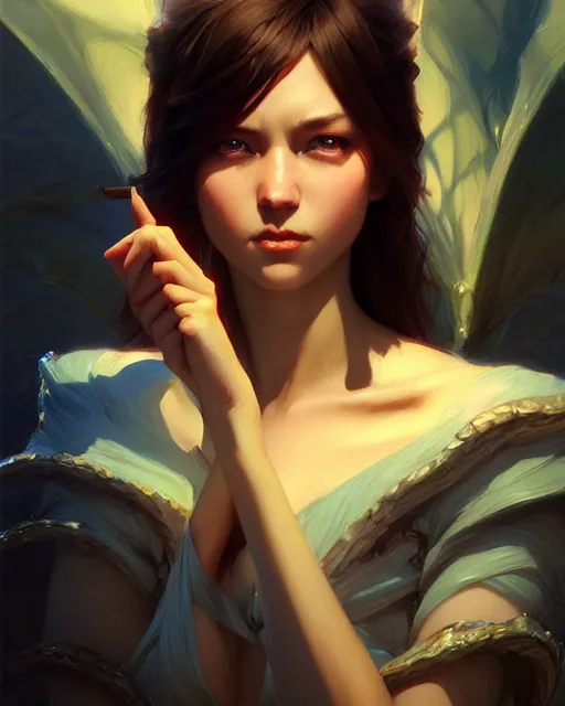 Prompt: a potrait of a fantasy dragon, fine details. night setting. realistic shaded lighting poster by ilya kuvshinov katsuhiro, artgerm, jeremy lipkin and michael garmash, unreal engine, radiant light, detailed and intricate environment