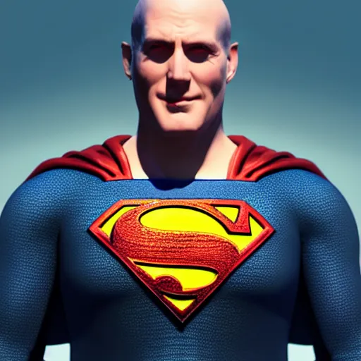 Image similar to Superman as Lex Luthor, digital portrait, artstation, cgsociety, 4k, high detail