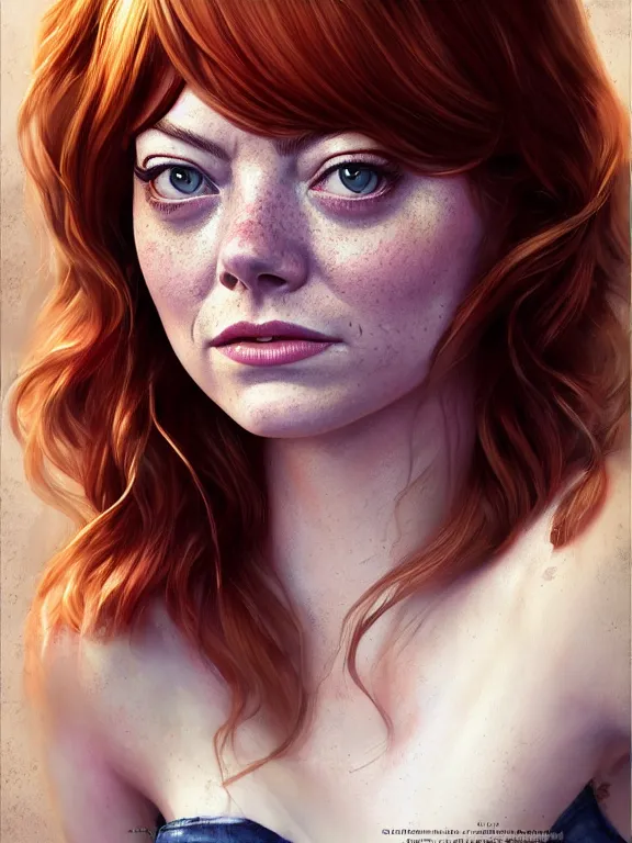 Image similar to emma stone as a very old mary jane watson, digital painting, extremely detailed, 4 k, intricate, brush strokes, mark arian, artgerm, bastien lecouffe - deharme