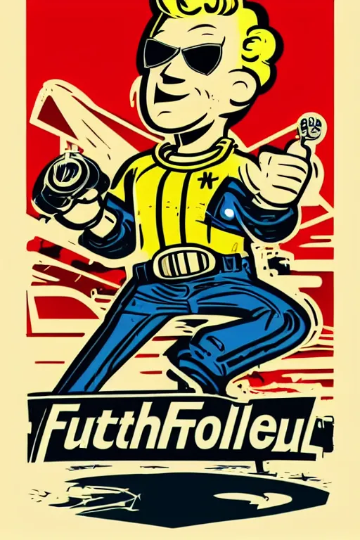 Image similar to fallout 7 6 retro futurist illustration art by butcher billy, sticker, colorful, illustration, highly detailed, simple, smooth and clean vector curves, no jagged lines, vector art, smooth andy warhol style