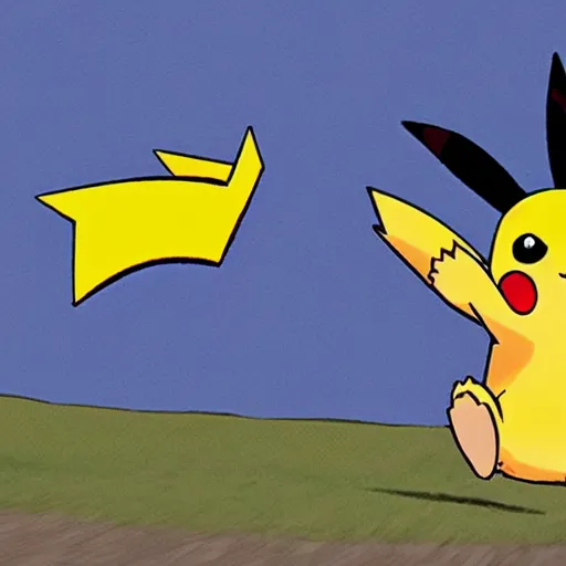 Prompt: pikachu kicking a big ball