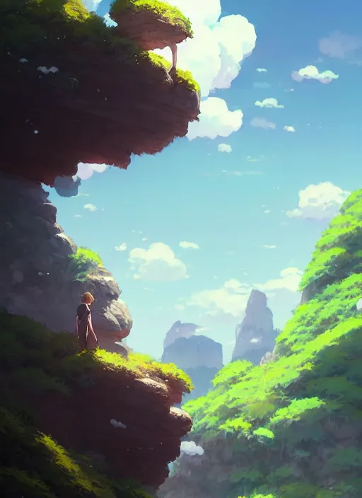 Image similar to portrait of dwayne rock johnson, cloudy sky background lush landscape illustration concept art anime key visual trending pixiv fanbox by wlop and greg rutkowski and makoto shinkai and studio ghibli