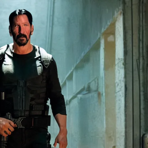 Image similar to Keanu reeves as The punisher 4K detail