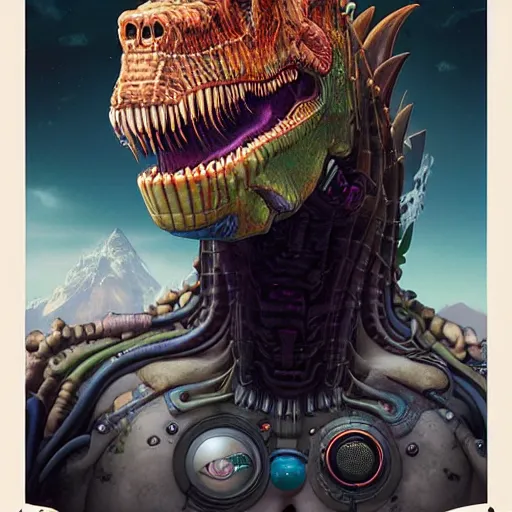 Prompt: Lofi bioPunk portrait tyrannosaurs rex Pixar style by Tristan Eaton Stanley Artgerm and Tom Bagshaw