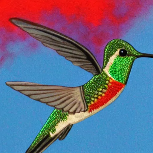 Prompt: hummingbird on fire in space