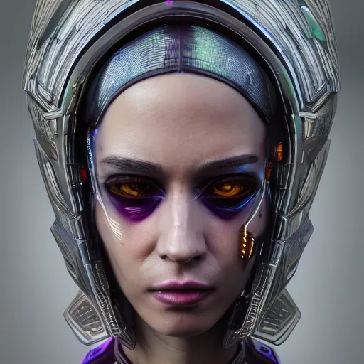 Image similar to a portrait of a cyberpunk princess, hyperdetailed, digital painting, trending on Artstation, CG society, hyperdetailed, digital painting, hypermaximalist, golden ratio, volumetric, octane render, weta digital, micro details, 3d sculpture