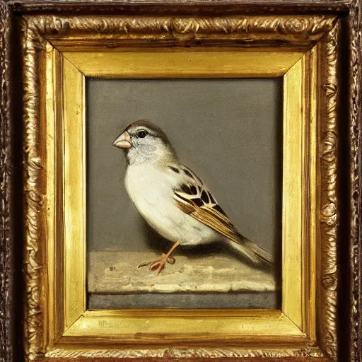 Prompt: a sparrow, oil painting, by Velazquez and Goya