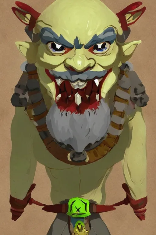 Prompt: an in game portrait of stink the weakling from the legend of zelda breath of the wild, breath of the wild art style.