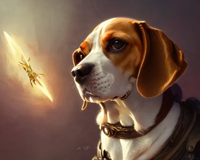 Prompt: photography of a beagle, deep focus, d & d, fantasy, intricate, elegant, highly detailed, digital painting, artstation, concept art, matte, sharp focus, illustration, hearthstone, art by artgerm and greg rutkowski and alphonse mucha