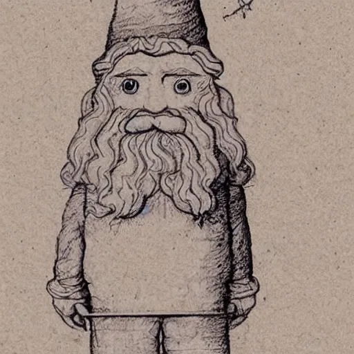 Image similar to proportional gnome, a detailed schematic drawing by Leonardo da Vinci