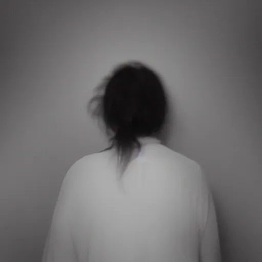 Image similar to sleep paralysis hag, black and white, blurred, 3 am, photo