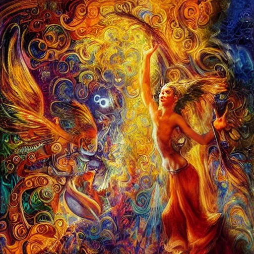 Prompt: A art installation. A rip in spacetime. Did this device in his hand open a portal to another dimension or reality?! by Josephine Wall, by Jacques-Laurent Agasse ecstatic