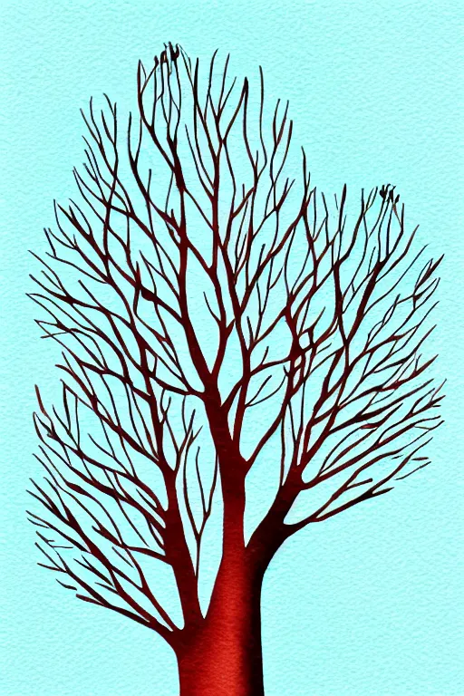 Prompt: minimalist watercolor art of a tree, illustration, vector art