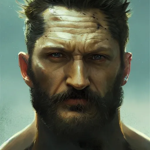 Image similar to portrait of Tom Hardy as Wolverine, Marvel art, art by greg rutkowski, matte painting, trending on artstation