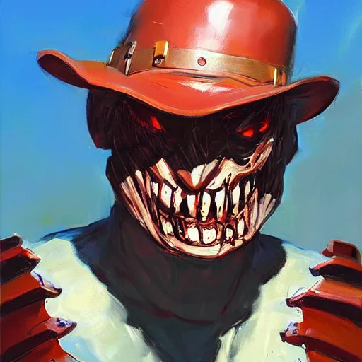 Image similar to greg manchess portrait painting of partially armored freddy krueger as overwatch character, medium shot, asymmetrical, profile picture, organic painting, sunny day, matte painting, bold shapes, hard edges, street art, trending on artstation, by huang guangjian and gil elvgren and sachin teng