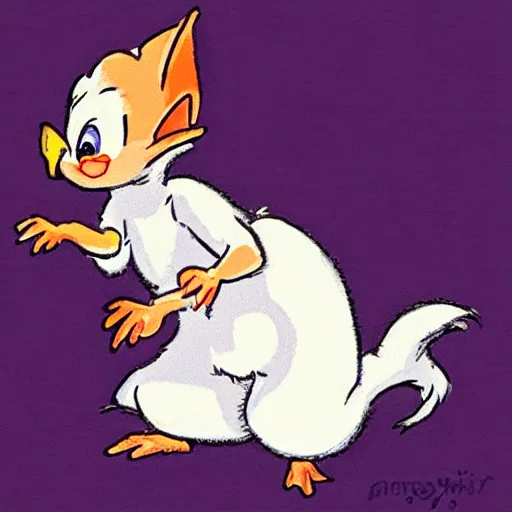 Image similar to scared baby chicken in the style of tom and jerry